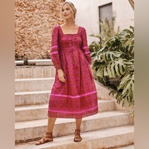 The Odells M pink boho prairie dress